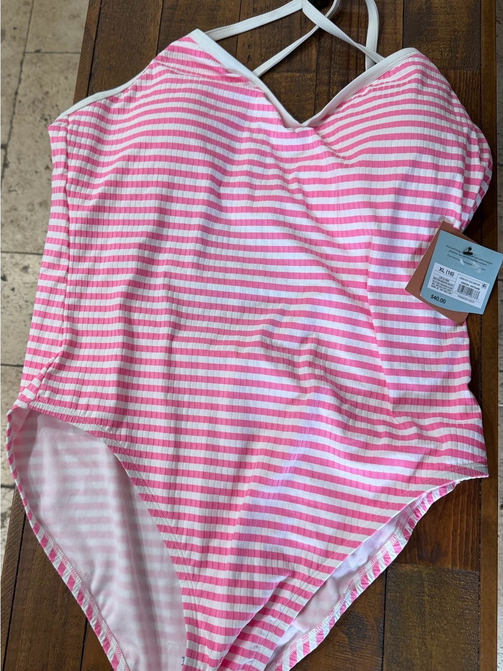 Pink & White Striped One-Piece Swimsuit